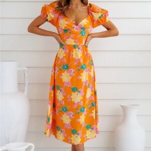 Hello Molly Vibrant Orange Dress